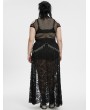 Punk Rave Black Gothic Punk Tie-Dyed Mesh Short Sleeve Plus Size T-Shirt for Women