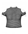 Punk Rave Black Gothic Punk Tie-Dyed Mesh Short Sleeve Plus Size T-Shirt for Women