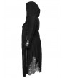 Punk Rave Black Gothic Decadent Asymmetric Knitted Hooded Plus Size Trench Coat for Women