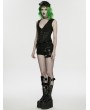 Punk Rave Black Gothic Cyberpunk Metal Zipper Vest for Women