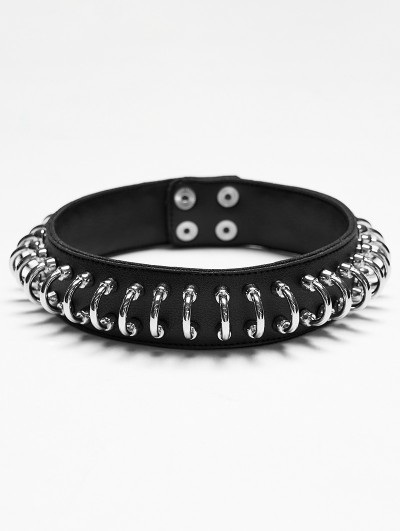 Punk Rave Black Gothic Punk Leather and Metal Personalized Choker