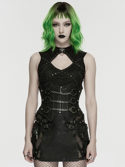 Punk Rave Black Gothic Punk Handcuffs Chain Corset Waistband