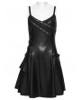 Punk Rave Black Gothic Punk PU Leather Rivets Slip A-Line Dress