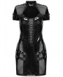 Punk Rave Black Gothic Punk Sexy Gloss Patent Leather Short Dress