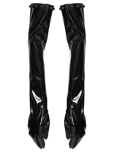 Punk Rave Black Gothic Punk Glossy Patent Leather Gloves