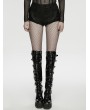Punk Rave Black Gothic Punk Patterned Low Waist Shorts for Women
