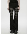Punk Rave Black Gothic Punk Mesh Spliced Flared Pants for Women