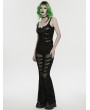 Punk Rave Black Gothic Punk Mesh Spliced Flared Pants for Women