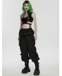 Punk Rave Black Gothic Punk Loose Cuffed Cargo Pants for Women