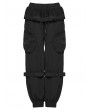 Punk Rave Black Gothic Punk Loose Cuffed Cargo Pants for Women