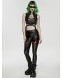 Punk Rave Black and Red Gothic Cyberpunk Buckled Cutout Leather Top for Women