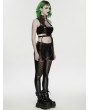 Punk Rave Black and Red Gothic Cyberpunk Buckled Cutout Leather Top for Women