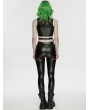 Punk Rave Black and Red Gothic Cyberpunk Buckled Cutout Leather Top for Women