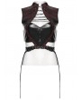 Punk Rave Black and Red Gothic Cyberpunk Buckled Cutout Leather Top for Women