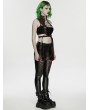 Punk Rave Black and Red Gothic Cyberpunk Mesh Panel Leather Leggings for Women
