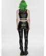 Punk Rave Black and Red Gothic Cyberpunk Mesh Panel Leather Leggings for Women