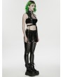Punk Rave Black Gothic Cyberpunk Mesh Panel Leather Leggings for Women