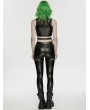 Punk Rave Black Gothic Cyberpunk Mesh Panel Leather Leggings for Women