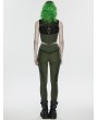 Punk Rave Black and Green Gothic Cyberpunk Leggings for Women