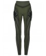 Punk Rave Black and Green Gothic Cyberpunk Leggings for Women