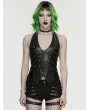 Punk Rave Black Gothic Punk Studded Halter Neck Vest for Women
