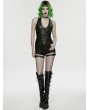 Punk Rave Black Gothic Punk Studded Halter Neck Vest for Women