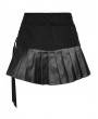 Punk Rave Black Gothic Cyberpunk Asymmetrical One-Piece Pleated Short Skirt