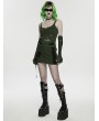 Punk Rave Black and Green Gothic Cyberpunk Asymmetrical Bodycon Short Skirt