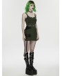 Punk Rave Black and Green Gothic Cyberpunk Asymmetrical Bodycon Short Skirt