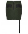 Punk Rave Black and Green Gothic Cyberpunk Asymmetrical Bodycon Short Skirt