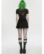 Punk Rave Black Gothic Punk Personality Mesh Spliced Short Sleeve Shirt for Women