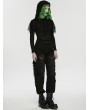 Punk Rave Black Wasteland Punk Gothic Hooded Long Sleeve T-Shirt for Women
