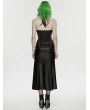 Punk Rave Black and Red Gothic Cyberpunk Zipper Split Halter Long Dress