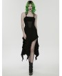Punk Rave Black Sexy Gothic Punk Halter Irregular Ruffled Dress