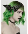 Punk Rave Black and Silver Spiked Punk Gothic Bat Bow Hairpin