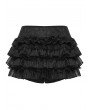 Punk Rave Black Gothic Ruffle Lace Layered Shorts for Women