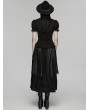 Punk Rave Black Gothic Textured Classical Ruffle Short Sleeve Shirt for Women