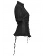 Punk Rave Black Gothic Textured Classical Ruffle Short Sleeve Shirt for Women