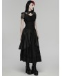 Punk Rave Black Gothic Lace Short Puff Sleeve Shirt for Women