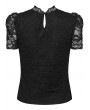 Punk Rave Black Gothic Lace Short Puff Sleeve Shirt for Women