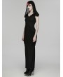 Punk Rave Black Elegant Gothic Nun Hooded Cape Fishtail Long Dress