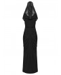 Punk Rave Black Elegant Gothic Nun Hooded Cape Fishtail Long Dress