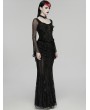 Punk Rave Black Gothic Embroidery Mesh Velvet Shirt for Women
