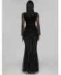 Punk Rave Black Gothic Embroidery Mesh Velvet Shirt for Women