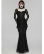 Punk Rave Black Gothic Rose Lace Layered Fishtail Skirt