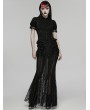 Punk Rave Black Retro Gothic Short Sleeve Lace Shirt for Women