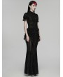 Punk Rave Black Retro Gothic Short Sleeve Lace Shirt for Women