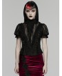 Punk Rave Black Gothic Decadent Sexy Short Puff Sleeve Shirt for Women