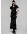 Punk Rave Black Gothic Gorgeous Rose Embossed Velvet Top for Women