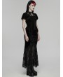 Punk Rave Black Gothic Gorgeous Rose Embossed Velvet Top for Women